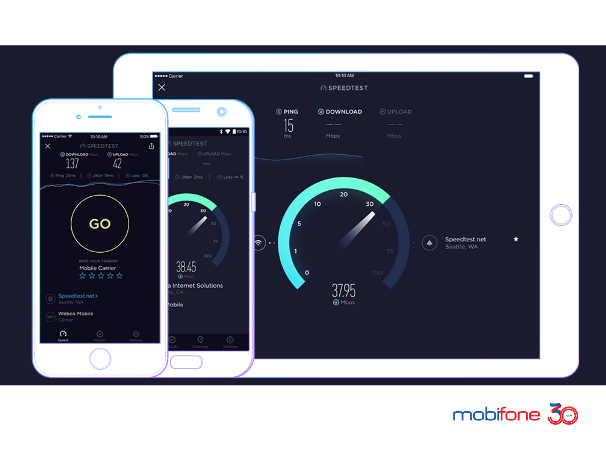 Ứng dụng làm tăng tốc độ 4G Mobifone Speedtest