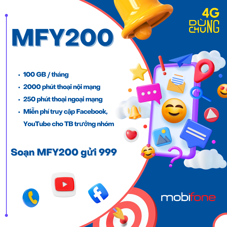 Gói MFY200 của MobiFone - Sử dụng data, thoại thả ga